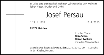 Anzeige von Josef Persau von MGO