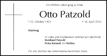 Anzeige von Otto Patzold von MGO