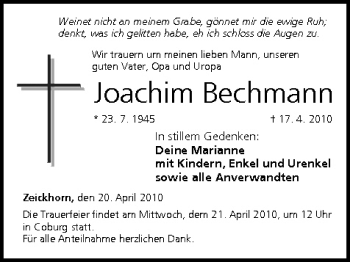 Anzeige von Joachim Bechmann von MGO