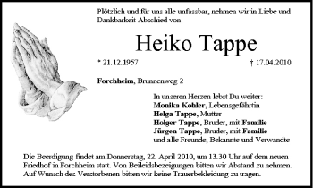 Anzeige von Heiko Tappe von MGO