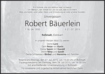 Anzeige von Robert Bäuerlein von MGO