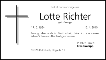 Anzeige von Lotte Richter von MGO