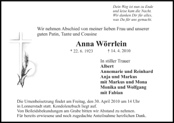 Anzeige von Anna Wörrlein von MGO