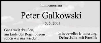 Anzeige von Peter Galkowski von MGO