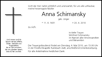 Anzeige von Anna Schimansky von MGO