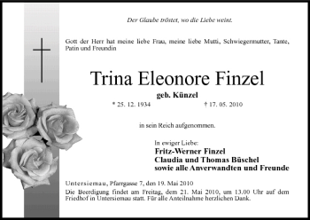 Anzeige von Trina Eleonore Finzel von MGO