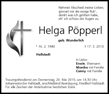 Anzeige von Helga Pöpperl von MGO