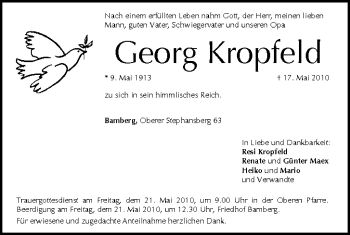 Anzeige von Georg Kropfeld von MGO
