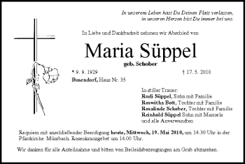 Anzeige von Maria Süppel von MGO