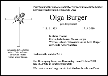 Anzeige von Olga Burger von MGO