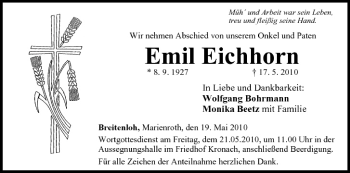 Anzeige von Emil Eichhorn von MGO
