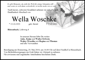 Anzeige von Wella Woschke von MGO