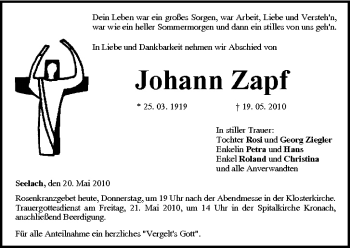 Anzeige von Johann Zapf von MGO