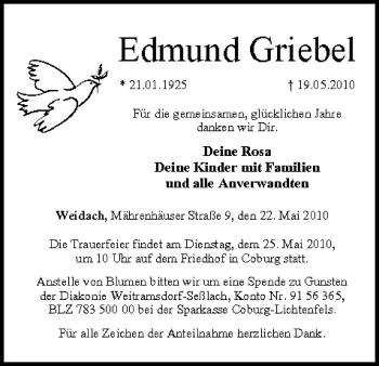 Anzeige von Edmund Griebel von MGO