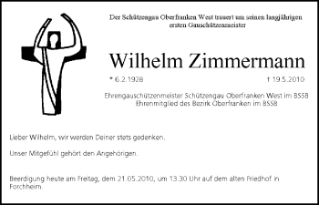 Anzeige von Wilhelm Zimmermann von MGO