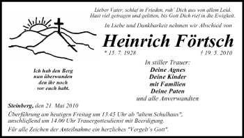 Anzeige von Heinrich Förtsch von MGO