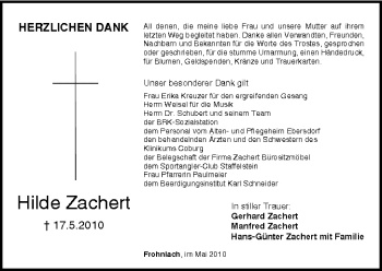 Anzeige von Hilde Zachert von MGO