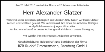 Anzeige von Alexander Glatzer von MGO