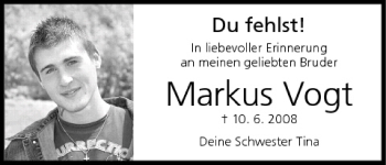 Anzeige von Markus Vogt von MGO