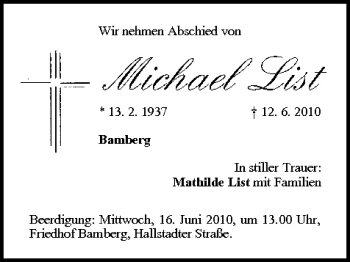 Anzeige von Michael List von MGO