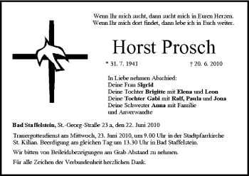 Anzeige von Horst Prosch von MGO