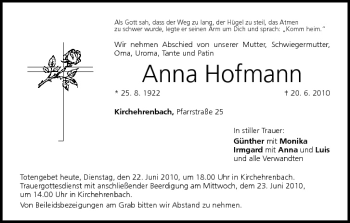Anzeige von Anna Hofmann von MGO