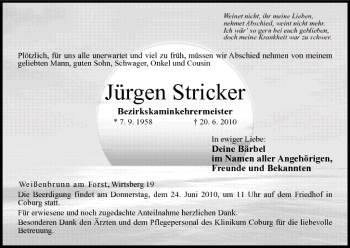 Anzeige von Jürgen Stricker von MGO