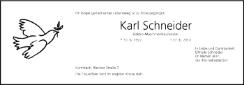 Anzeige von Karl Schneider von MGO