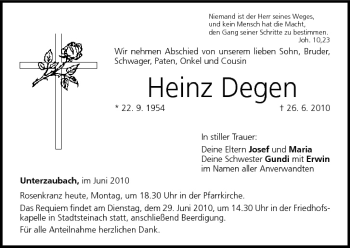 Anzeige von Heinz Degen von MGO