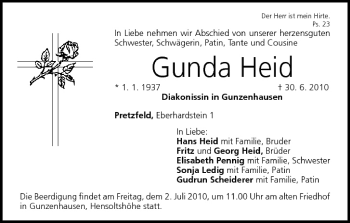 Anzeige von Gunda Heid von MGO