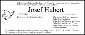 Anzeige von Josef Hubert von MGO