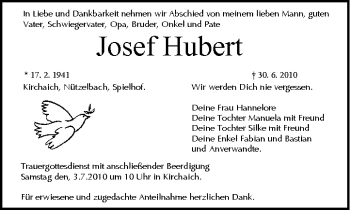 Anzeige von Josef Hubert von MGO
