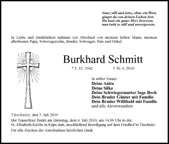 Anzeige von Burkhard Schmitt von MGO
