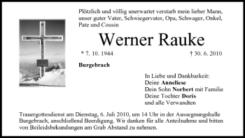 Anzeige von Werner Rauke von MGO