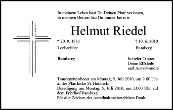Anzeige von Helmut Riedel von MGO