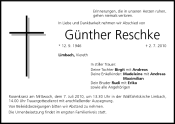 Anzeige von Günther Reschke von MGO