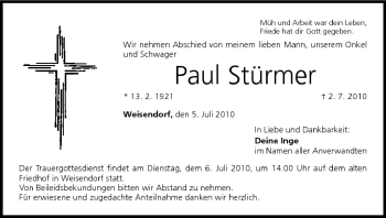 Anzeige von Paul Stürmer von MGO