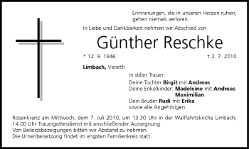 Anzeige von Günther Reschke von MGO