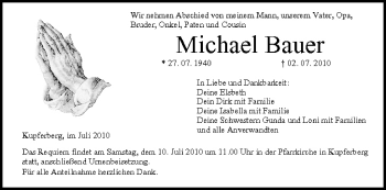 Anzeige von Michael Bauer von MGO