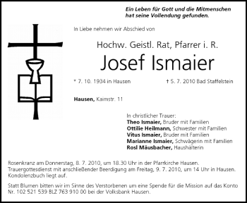 Anzeige von Josef lsmaier von MGO