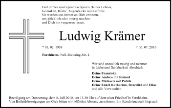 Anzeige von Ludwig Krämer von MGO
