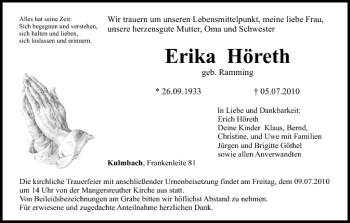 Anzeige von Erika Höreth von MGO