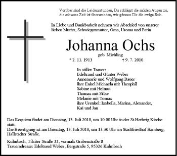 Anzeige von Johanna Ochs von MGO