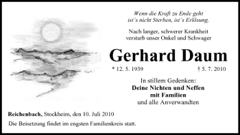Anzeige von Gerhard Daum von MGO