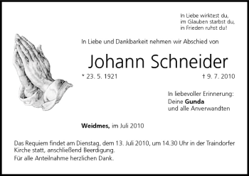 Anzeige von Johann Schneider von MGO