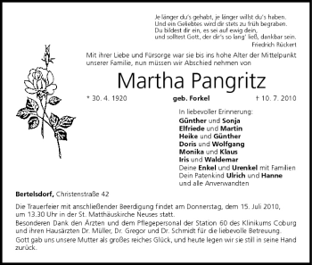 Anzeige von Martha Pangritz von MGO