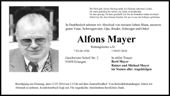 Anzeige von Alfons Mayer von MGO