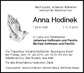 Anzeige von Anna Hodinek von MGO