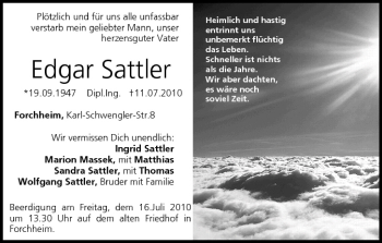 Anzeige von Edgar Sattler von MGO