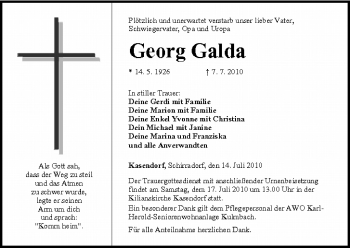 Anzeige von Georg Galda von MGO